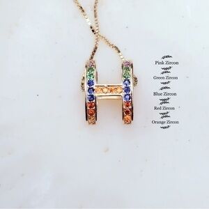 18K Gold Vermeil Pop Mini H  RainbowZircon necklac